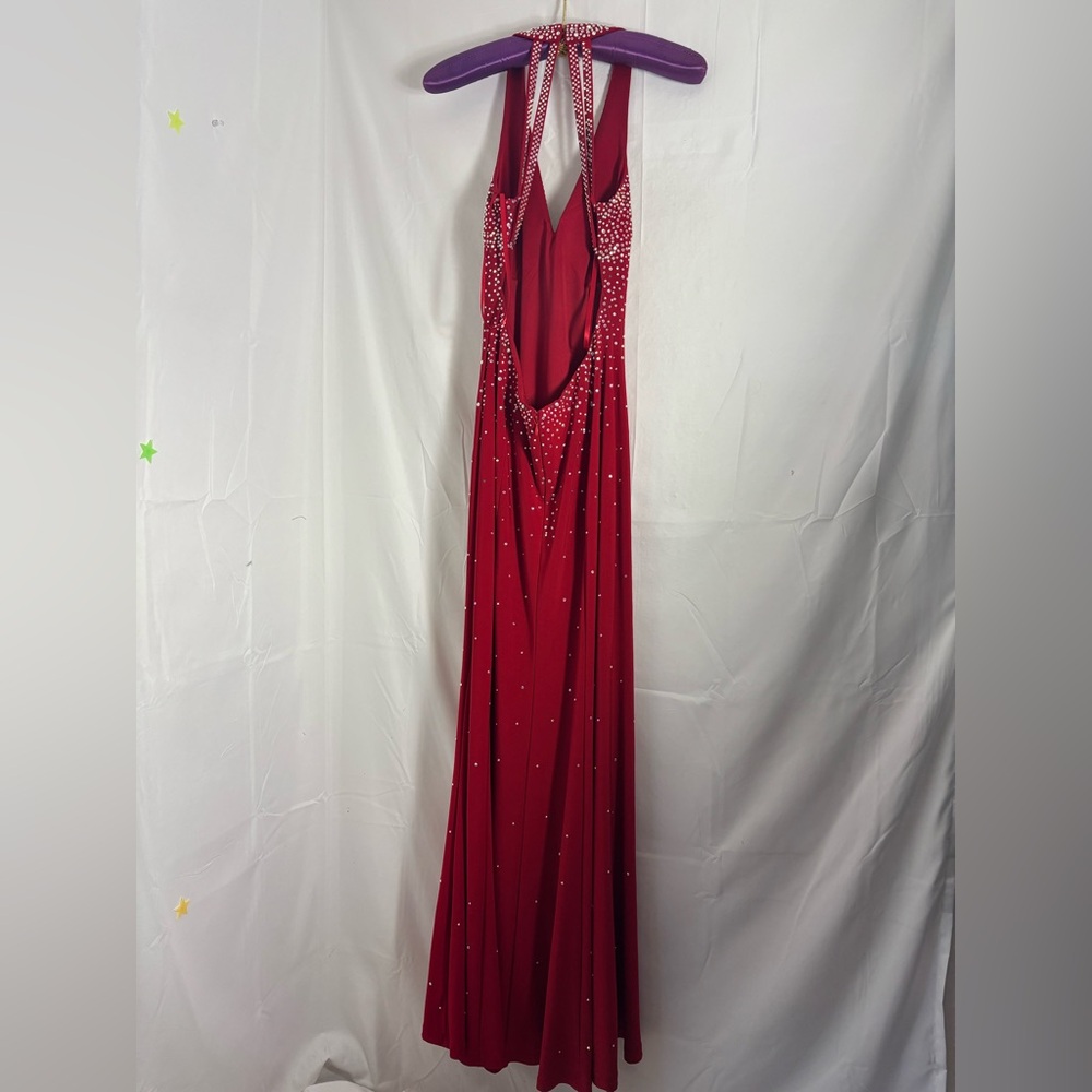 VTG 90s/Y2K Red Jeweled Open Back Full Length Formal Dress Size M-L - Picture 15 of 16
